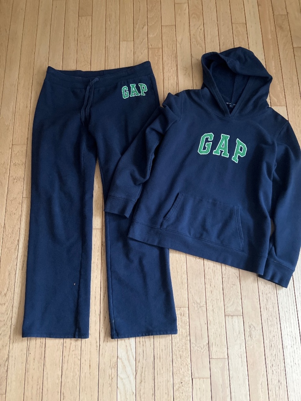 GAP Navy Blue 2-Piece Fleece Sweatsuit Set Hoodie & Pants Drawstring Pockets M